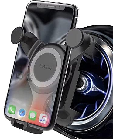 ICAILIN Soporte movil Coche,Soporte para teléfono móvil ventilado Circular para Coche Gravedad automática Ajustable para Mercedes Benz A B C E S Class Accesorios Coche
