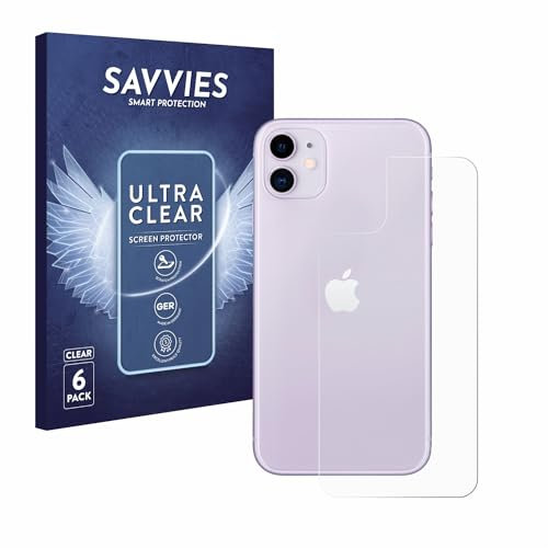 Savvies 6 Pack Screen Protector compatible with Apple iPhone 11 (Back) Protection Film Clear