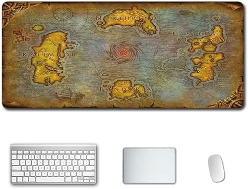 World of Warcraft Tappetino Mouse Gaming, Grande Anime Mouse Pad XXL 900x400mm Confortevole, Lavabile, 3mm Antiscivolo Tappetino Scrivania Supporto per Ufficio Computer, Adatto per computer e PC , T