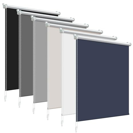 Verdunklungsrollo Klemmfix ohne Bohren Rollos für Fenster Innen B85 x H170 cm Dunkelblau Thermorollo Klemmrollo Seitenzugrollo Sicht-und Sonnenschutz Wandmontage