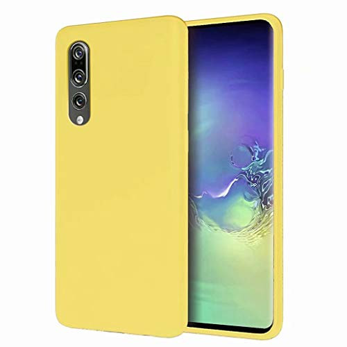 CRABOT Compatible con Huawei P20 Pro Silicona Líquida Caso Cubierta de Goma Anti-caída Resistente a Los Arañazos Carcasa del Teléfono+1*(Protector de Pantalla Gratuito)-Amarillo
