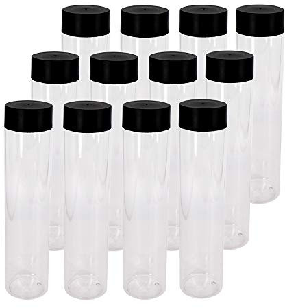 zmybcpack 12 Pack 16 OZ (500 ml) Clear PET Plastic Juice Bottles with Black Lids - Plastic Smoothie Bottles for Juice, Milk, Homemade Beverages