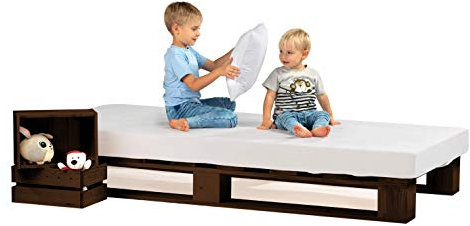 sunnypillow Palettenbett aus Holz Holzbett 120x200 cm Palisander Massivholzbett Bett aus Paletten Fichte europalette Palisander Loft 80 90 100 120 140 160 180 200 220 240 x 200cm