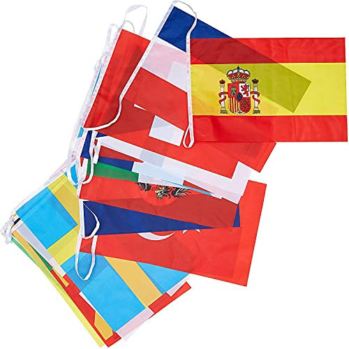 AZ FLAG Guirlande 10 mètres 24 Drapeaux Euro 2021 de Football 30x20 cm - Drapeau Championnat d'europe de Football 20 x 30 cm