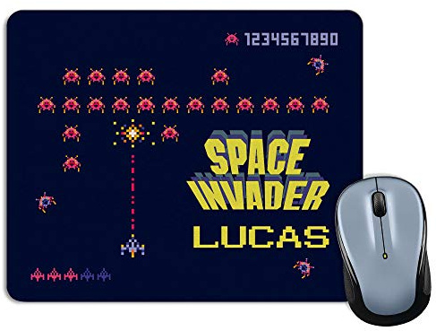 Gaming Mousepad. Personalisiertes Mauspad. Custom Mousepad. Unterseite aus rutschfestem Gummi. Personalisierte Geschenke. 18x22cm. Gamer Diverse Modelle. Space Invaders