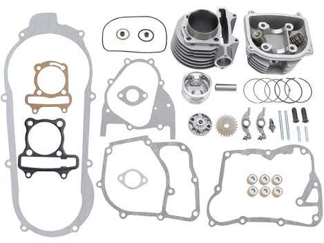 WOOSTAR 57,4mm Cylindre Complet à Gros Alésage et Kit de Reconstruction de Culasse Remplacement pour 4 Temps GY6 150cc 157QMJ 152QMI Moteur Chinois ATV Quad Scooter Go Kart