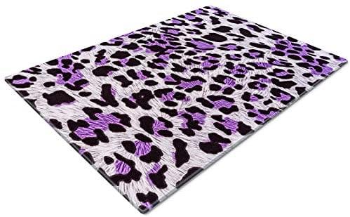 Chopping Board | Glass Chopping Boards for Kitchens | Glass Worktop Savers for Kitchen | Cutting Boards for Kitchen | Chopping Board Non Slip | Small Chopping Board | Purple Leopard Coat