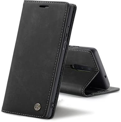 Chocoyi Kompatibel mit OnePlus 8 Pro Hülle Leder,Magnetverschluss Premium PU Leder Flip Case,Standfunktion.-schwarz