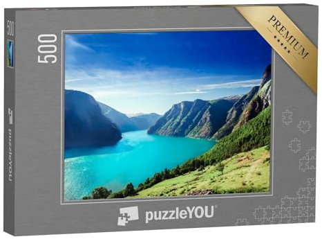 puzzleYOU: Puzzle 500 Teile „Norwegens Fjordlandschaft: Aurlandsfjord, Teil des Sognefjords“ – aus der Puzzle-Kollektion Fjorde, Skandinavien
