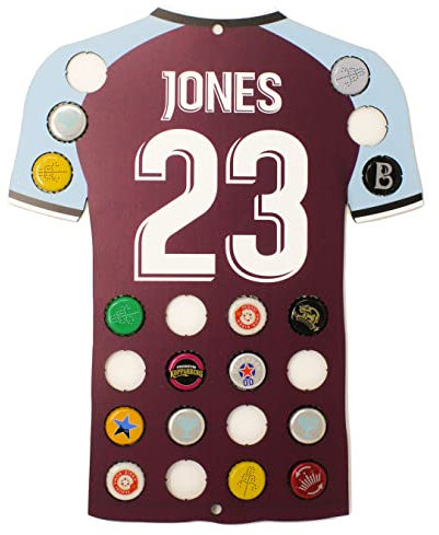 Personalised Football Team Shirt Beer Bottle Cap Collector Unique Birthday Present - Gift Ideas For Dad Husband Coach or Men