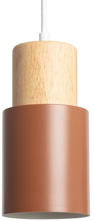 LEDKIA LIGHTING Pendelleuchte Metall und Holz Kidonge Braun E27