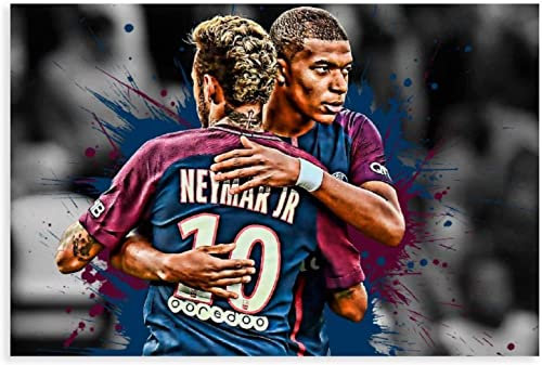 Puzzle für 1000 Teile Fußballspieler Kylian Mbappe und Neymar Jr. HD Holz Puzzlespiel Erwachsenen und Kinder puzzle Poster 1000 Piece 29.5x19.6inch(75x50cm) Kein Rahmen