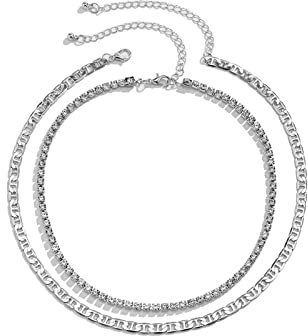 Skcess Colier Femme, Collier Pendentif Plaqué Argent Strass Collier Cadeau Anniversaire Femme