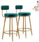 AXWT Tabourets de Bar Tabourets de comptoir Lot de 2, Tabourets à Hauteur de comptoir Siège rembourré en Velours Pieds en métal doré Hauteur d'assise 65cm, Rose/Vert/Bleu/Gris/Noir