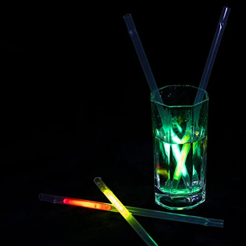 Pailles luminescentes 2 en 1, bâton Lumineux en Paille Fluorescente Qui Brille en 8 à 10 Heures, adapté à la décoration des boîtes de Nuit, 50 pièces