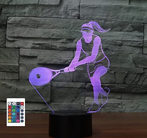 SUPERRUIDALONG 3D-Tennis-Fernbedienung, 16 Farben, Nachtlichter, Illusion, Acryl, LED-Tisch, Nachttischlampe, Kinderzimmer, Schreibtisch, Dekoration, Geburtstagsgeschenke, Spielzeug für Kinder