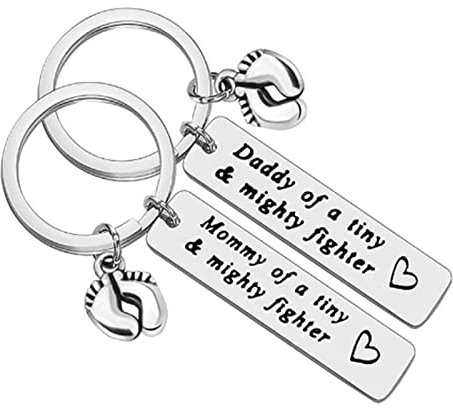 Papa maman prématuré bébé cadeau maman papa d'un petit porte-clés puissant ensemble soutien parents soins panier porte-clés unité de soins intensifs néonatals bijoux Titulaire Pour Bracelet Pour Clés