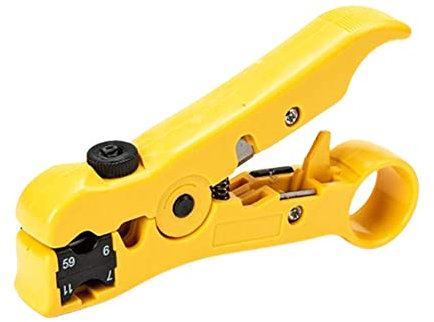 TAORANJU Pelacables coaxiales, multifunción, herramienta de pelado coaxial ajustable para cable coaxial RG59 6 7 11 UTP STP y cable telefónico