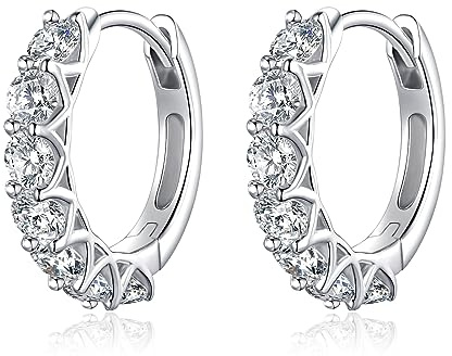 JSGEMSLEE 925 Silber Ohrringe für Damen Hypoallergene Silber Kleine Creolen Ohrringe mit Zirkonia Schmuckgeschenke