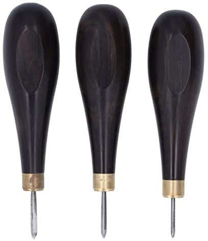 Alvinlite Lederhandwerks-Ahlenwerkzeuge, Leder-Lochstanzwerkzeug, Nähen, Stanzen, Lochmacher, Nähen über Stich, Holzgriff, 3 Packungen