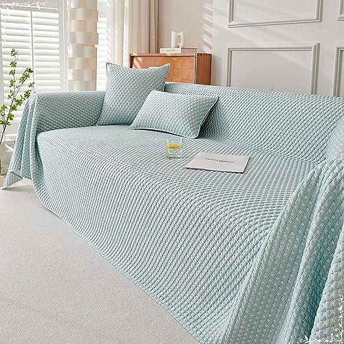 Daesar Couchbezug Eckcouch Universal 200x300CM, Sofa Überzug 3 Sitzer Hellgrün Sofabezug Sommer rutschfest Sofaüberwurf Ecksofa