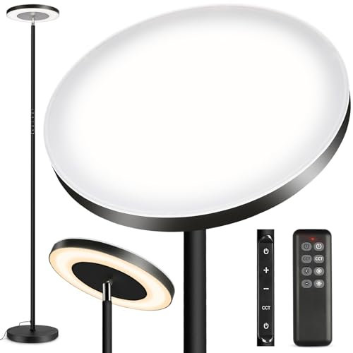 OUTON Lampadaire LED, 34W/3000LM Double éclairage Latéral, 3000K-6000K Dimmable Lampe sur Pied avec Télécommande et Contrôle Tactile, Minuterie 1-Heure, Haut Lampadaire sur Pied Salon, Chambre, Bureau