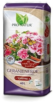 PRO NATUR Geranienerde Balkonblumenerde torffrei, vorgedüngt, kraftvoll 40,0 L