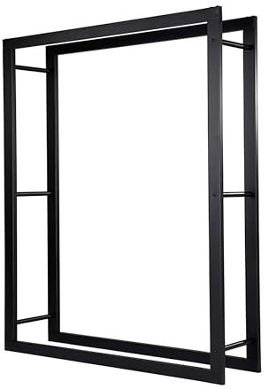 Loywe Kaminholzregal 120x25x160cm Kaminholzhalter Brennholzregal Feuerholzregal Kaminholzständer Brennholz Holzhalter aus Metall in Schwarz LW1088