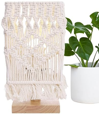 Aznever Boho Tischlampe - Handgefertigte Makramee-Boho-Lampe - Moderne minimalistische Beistelltischlampe, einzigartige Boho-Lampe für Wohnzimmer und Boho-Schlafzimmer-