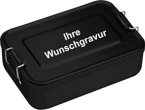 #teamludorf - Brotzeitdose - Schwarz - Alu Brotdose 1 Liter - Bento Box BPA-frei für Schule & Arbeit - Nachhaltige Brotbox mit Aufdruck - Lunchbox langlebig, leicht & robust - Ideal für Outdoor