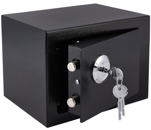 Sevico Tresor Safe Groß, Tresor mit Schlüssel Möbeltresor mit Schloss, Wandtresor für Zuhause, Geschäft, Büro, Hotel, Geld, Dokument, Schmuck, Reisepass 17x23x17cm