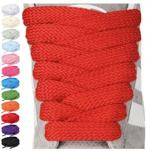 Stepace 2 Pares de Cordones Planos, 15 mm de Ancho, Cordón Resistentes y Gruesos de Zapatos para Zapatillas Deportivas y Sneakers Rojo 120