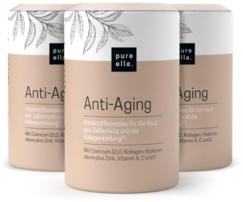 Pure Ella BEAUTY - 180 Kollagen Kapseln mit Hyaluronsäure - Plus Extrakte aus Grüntee & Staudenknöterich, Coenzym Q10, Vitamine A, C, E und Zink - Hochdosiert, Hormonfrei