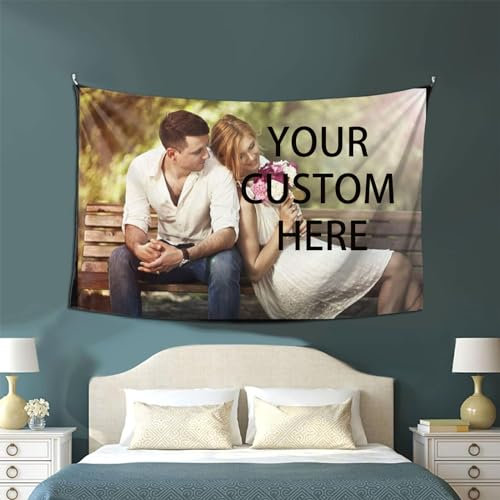 Goplnma Personalisierte Wandteppich, Benutzerdefinierter Wandteppich, Personalisiert Hintergrund, Personalisieren Wandteppich mit Eigenen Fotos und Text für Home Decoration (150x130cm,1)