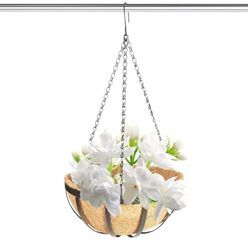 Cestas para macetas de coco, cestas de flores de coco, maceta de coco para colgar, maceta de coco colgante, maceta de coco de coco, forro natural para jardín de plantas, 11 x 5 pulgadas