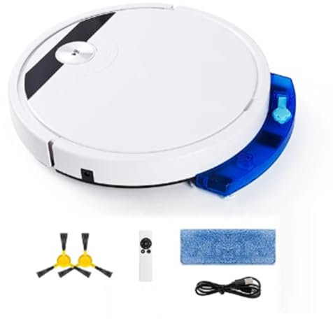 ANNJUC Aspirateur robot intelligent 5 en 1 RS800 avec télécommande, super silencieux, aspirateur humide et sec, appareil électroménager blanc, A