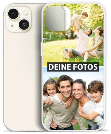PR Print Royal Personalisierte Handyhülle für Apple iPhone 13 Clear - zum selbst gestalten mit Foto-Collage für 2 Fotos - Handyhüllen iPhone 13, Silikon Transparent | Fotogeschenk