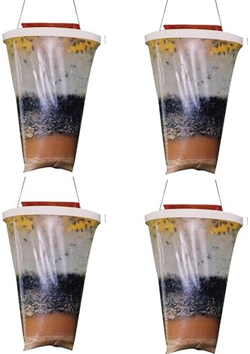 4 Stück Fliegenfalle Außen Hängende Set, Fliegenfänger Lebendfalle Lockstoff Behälter, Effektivste Insektenfalle Fliegenfalle Aussenbereich Für Bienen, Fliegen, Mücken (Nein Lockstoff)