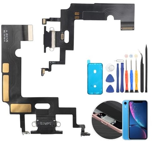 Dock Connector for iPhone XR Charging Port Flex Cable Replacement for iPhone XR 1984, A2105, A2106, A2108 USB Charger Dock Board Connector with Tools(Black)