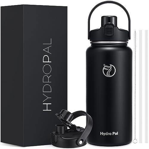 HydroPal Trinkflasche Edelstahl -1900ml mit Strohhalm und Henkel, BPA-Frei, Kohlensäure geeignet, Thermosflasche Metall, Aesthetic trinkflasche für Fitnessstudio, Sport, Reisen