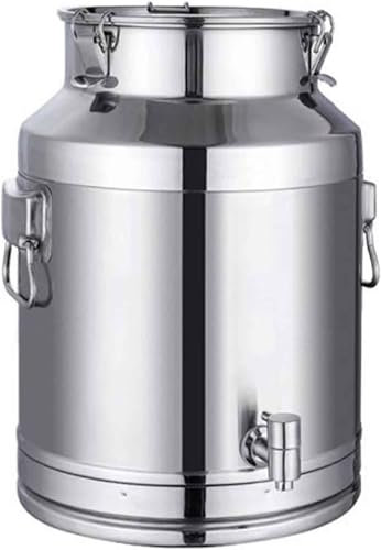 Hsivtns Jarra de Leche hermética de Acero Inoxidable 304, Cubo de Vino, Jarra de Leche, Jarra Muerta, bidón de té, Barril de Transporte Multifuncional con Grifo y Tapa Sellada,Siliver-48L