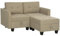 HOMCOM Convertible Modular Sectional Sofa with Storage, Tufted 2 Seater Sofa Set, L Shaped Couch with Ottoman, Wood Frame for Living Room, Light Brown