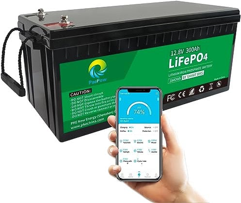 PacPow 12V 300Ah LiFePO4 Batterie Bluetooth, BD 200A smart BMS Wohnmobil Boot Solaranlage Wohnwagen Solar Haushalt