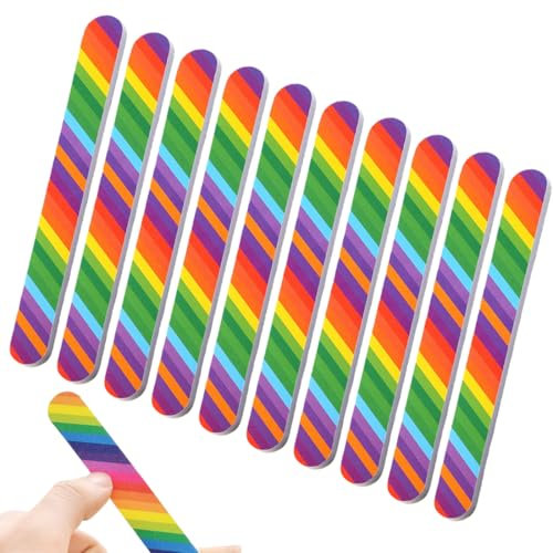 10 Pezzi Lime per Unghie, Lime per Unghie Professional, Bilaterale Strumenti per la Cura Degli Unghie, Strumenti di Manicure, Lima per Unghie Arcobaleno