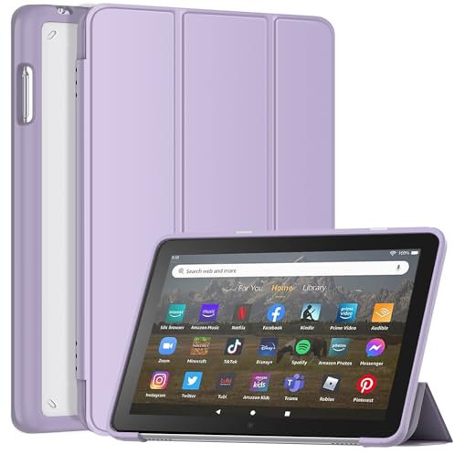 Tripold 8 inch tablet case(Only for 12/10th Gen, 2024/2022/2020 Models) - Not Suitable for Samsung TCL 8 inch Tablets, Mansiruyi Lightweight Shockproof Stand Case for 8 inch Tablet Case - Purple