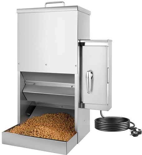 16L Großer Automatischer Hundefutterspender mit Timer, Edelstahl-Futterautomat mit Programmierbarem Fütterungsplan für Große Hunde oder Katzen