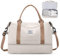 Reisetasche Damen Handgepäck Tasche Sporttasche Weekender Bag Schwimmtasche Wasserdicht Travel Bag Duffle Bag Fitnesstasche Trainingstasche Krankenhaustasche mit Schuhfach,J11-Beige Braun