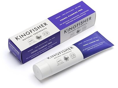 Kingfisher Natural Toothpaste Fennel Fluoride-Free | Suitable for Vegetarians and Vegans | Oral Health Foundation Approved | Gluten-Free and GM-Free | Ethical Consumer Best Buy | 1 x 100ml Tube