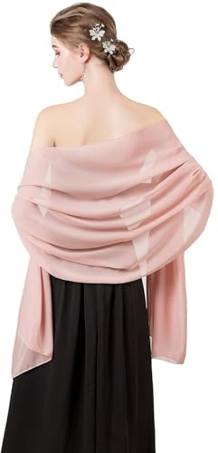 FAYAHAR Stola für Abendkleid, Chiffontücher, Stola Sommer, Chiffon Schal, Damen Leichter Weicher Schal für Hochzeit, Schals für Damen Frühling Sommer Ganzjährig (Rosa)