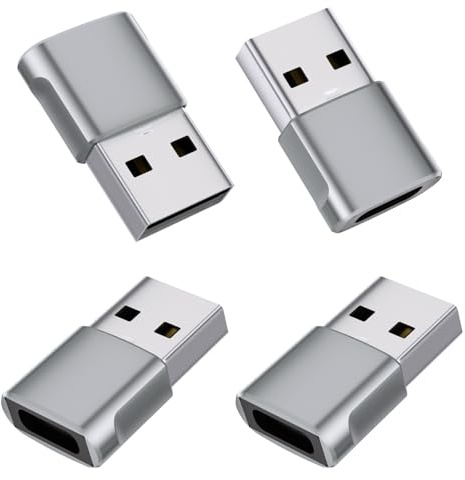 4Pièces Adaptateurs USB C vers USB, Type A mâle vers Type C Femelle | Gris Adaptateur USB C avec Galaxy S24/S23, Ordinateurs Portables, Carplay, MacBook, À emporter,Bureau ou en Voyage d'affaires